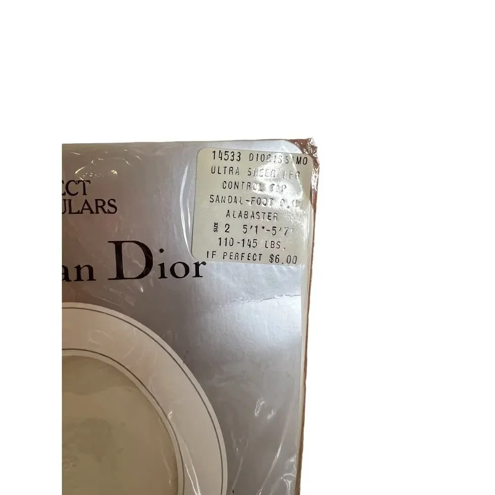 Vintage Christian Dior Ultra Sheer Sandal Foot Pantyhose Alabaster White